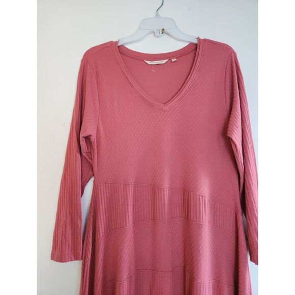 Soft Surroundings Pink Modal Ribbed Knit Midi Length Sweater Dress size Medium - Picture 5 of 10